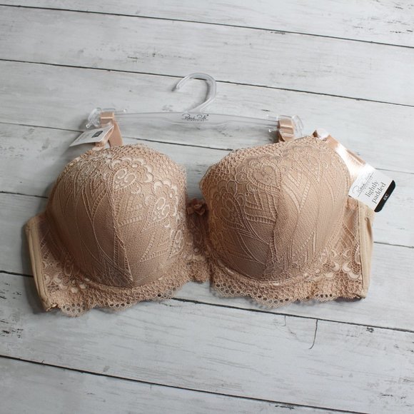 Rene Rofe Women's Lace Bra Plus Size 40C Nude Beige Padded Underwire - Picture 3 of 6